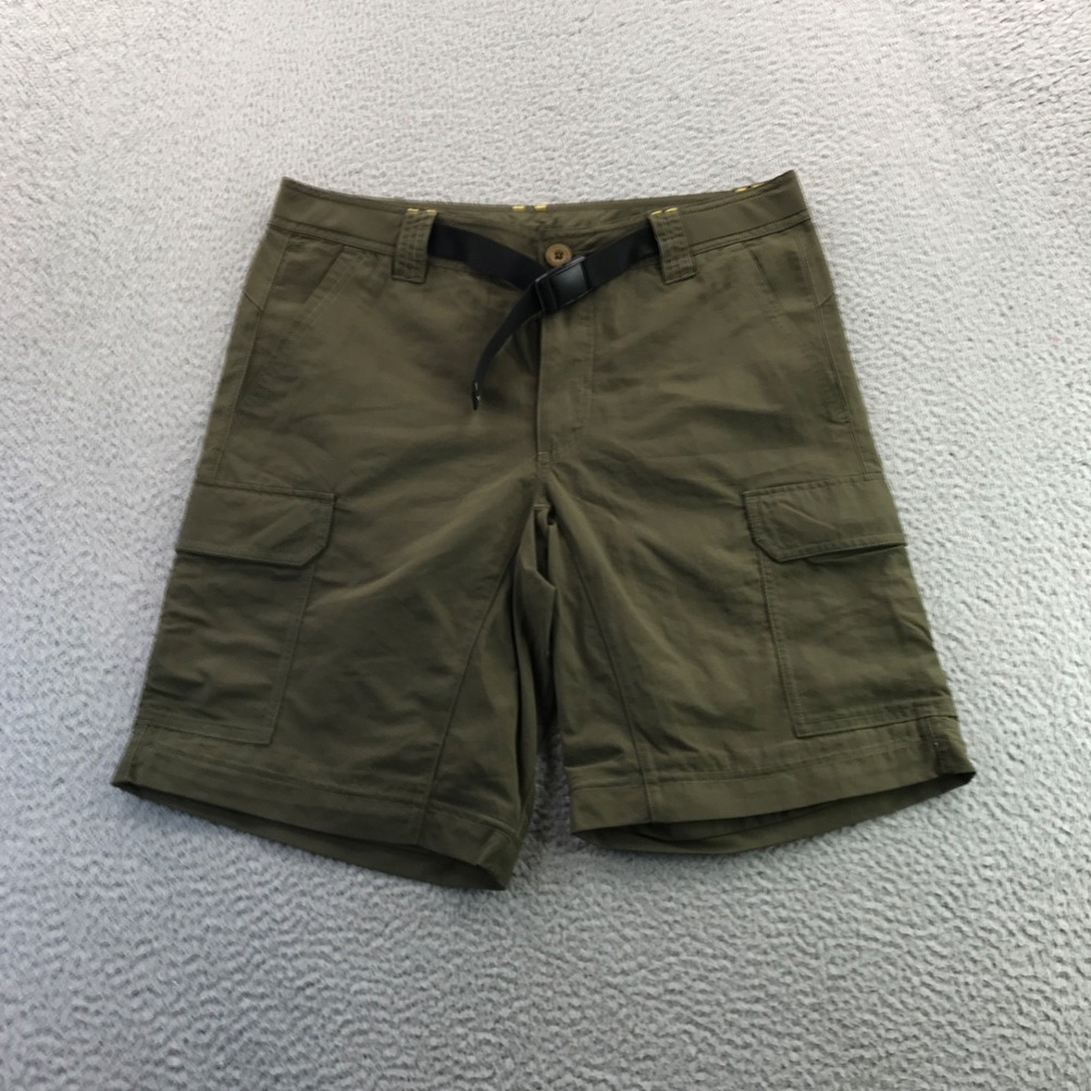 Eddie Bauer Shorts Mens 32 Olive Green Travex Cargo Belted Nyon Outdoor Hiking